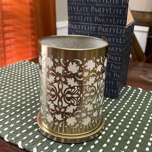 Partylite Enchanted Golden Leaves Hurricane Candle Votive
